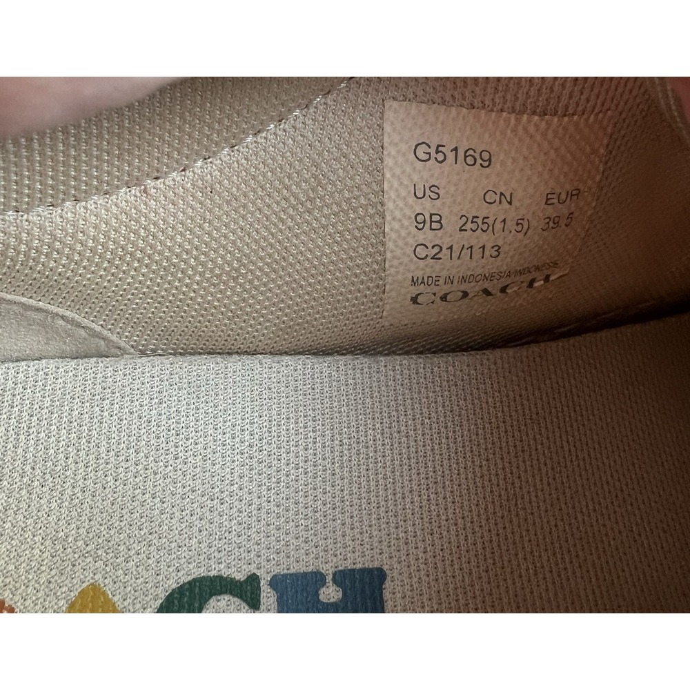 Coach Lowline  Sneaker‎ Woman Size 9B G5169 Tan Rainbow Signature Canvas - Picture 9 of 11